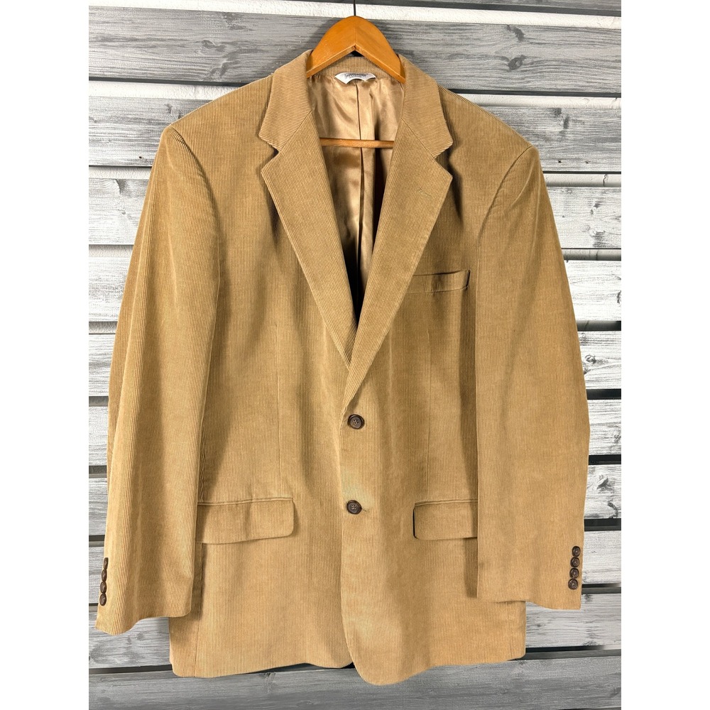 Joseph & Feiss Mens 44L Tan Corduroy Blazer Sport Coat Jacket 100% Cotton vtg